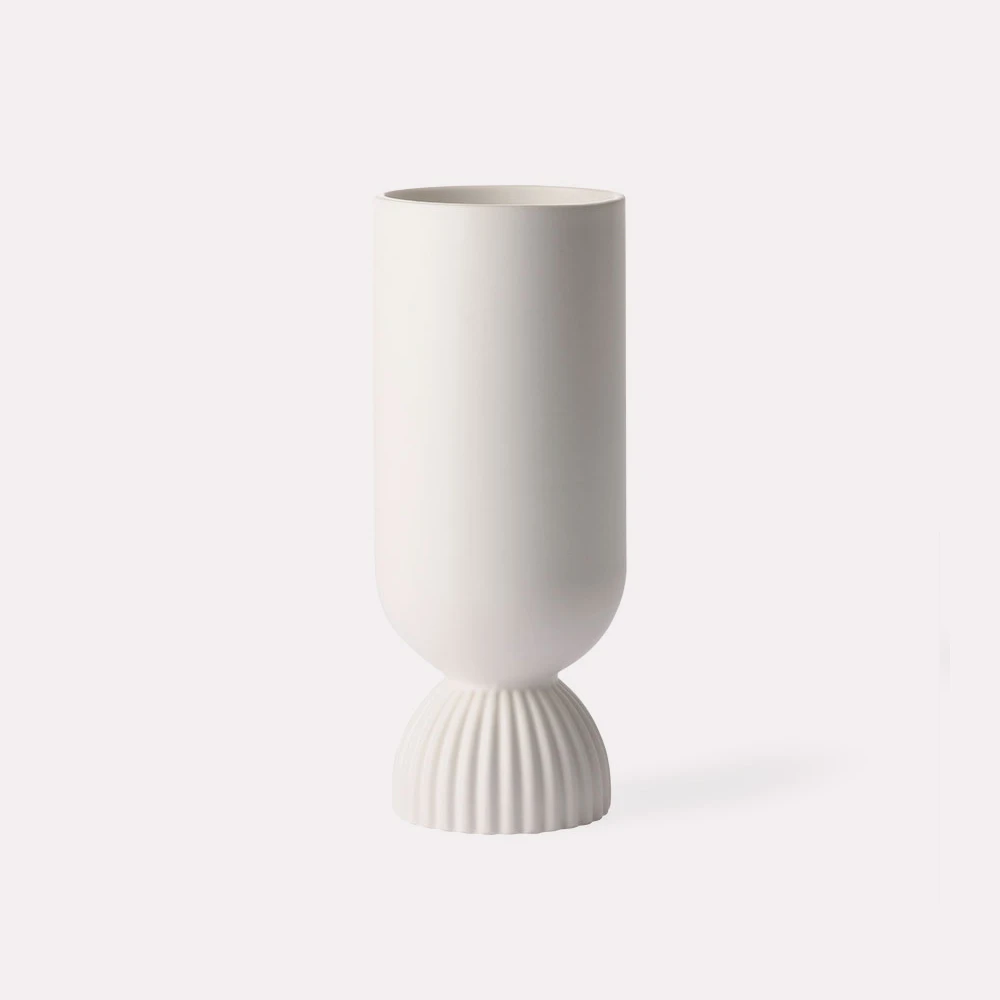 HKliving Ribbed Base Matt White Ceramic Vase 3 HKliving Ribbed Base Matt White Ceramic Vase