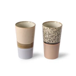HKliving Ceramic 70 S Latte Mugs Set Of 2