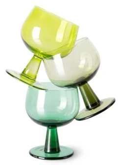 HKliving The Emeralds: Olive Green Low Wine Glass