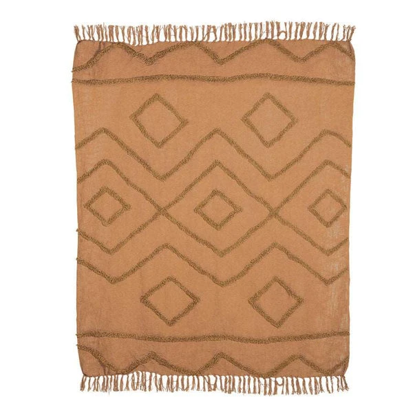 HKliving Brown Cotton Fringe Pattern Throw 7 HKliving Brown Cotton Fringe Pattern Throw