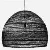 HKliving Wicker Pendant Lamp Ball Black L
