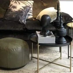 HKliving Black/Brass Side Table, 63 x 63 x 40 cm