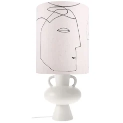 HKliving Printed Face Lamp Shade With Base