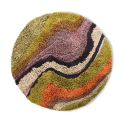 HKliving Grand tapis rond laine coloré