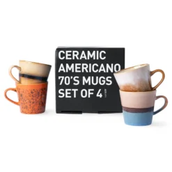 HKliving 70s Ceramics: Americano Mugs (Set of 4)