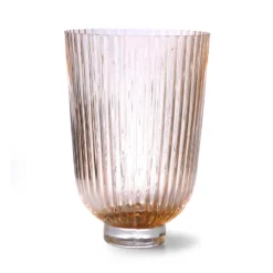 HKliving Peach Ribbed Glass Vase