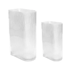 HKliving Clear Ribbed Vases Set of 2