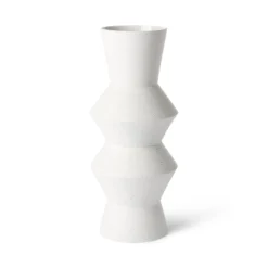 HKliving 16,5XH41cm handmade white mottled clay vase.