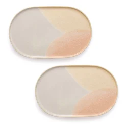 HKliving Gallery Ceramics Oval Side Plate Pink/Nude Set of 2