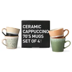 HKliving 70s Ceramics Cappuccino Mugs Virgo Set of 4