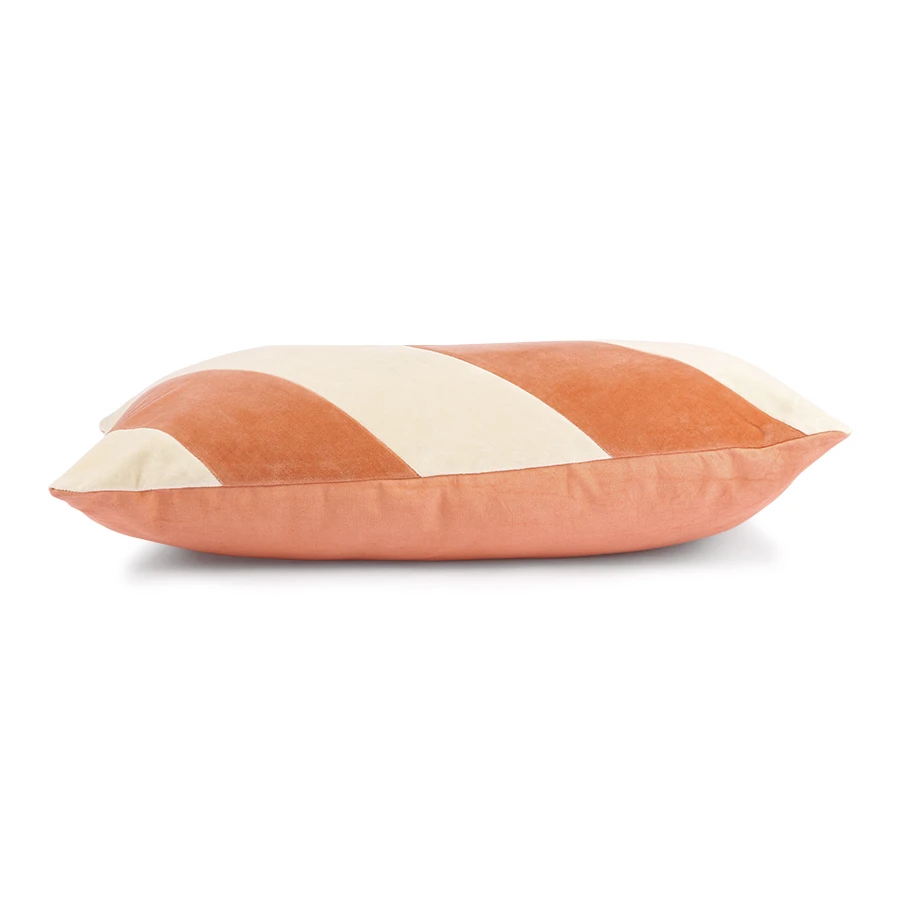HKliving Striped Cushion Velvet Peach/Cream 40x60cm 4 HKliving Striped Cushion Velvet Peach/Cream 40x60cm