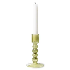 HKliving Olive Green Glass Candle Holder