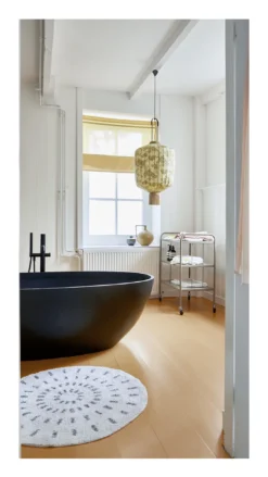 HKliving Cotton Cream and Grey Bath Mat 80cm