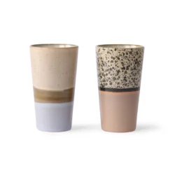 HKliving 70s Ceramics Handleless Latte Mug Set