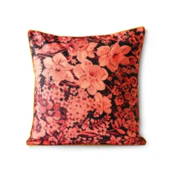 HKliving Printed Floral Cushion Coral/Black (50x50)