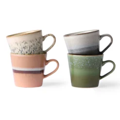 HKliving Ceramic 70s Cappuccino Mugs Virgo Set of 4