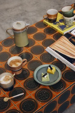 HKliving 70s Ceramics: Dessert Plates, Moss (Set of 2)