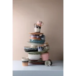 HKliving Set of 4 Medium Multicolour Ceramic 70s Bowls