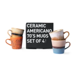 HKliving Ceramic 70s Americano Mugs Cupid Set of 4