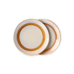 HKliving 70s Ceramics: Dessert Plates, Snow (Set of 2)