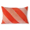 HKliving Striped Cushion Velvet Red/Pink