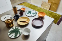 HKliving Green Porcelain Palms Dinner Plate