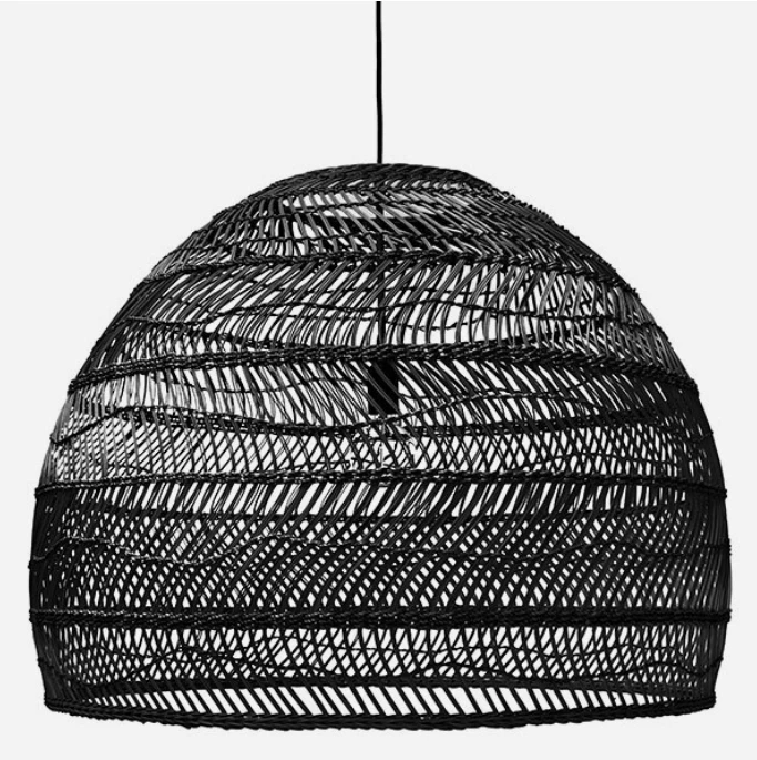 HKliving Wicker Pendant Lamp Ball Black L 6 HKliving Wicker Pendant Lamp Ball Black L