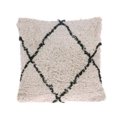 HKliving Off White and Black Cotton Diamond Cushion