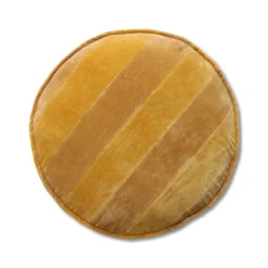 HKliving Striped Velvet Seat Cushion Round Ochre/Gold (ø60)