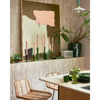 HKliving Lime Green Ceramic Candle Holder Small 6 HKliving Lime Green Ceramic Candle Holder Small