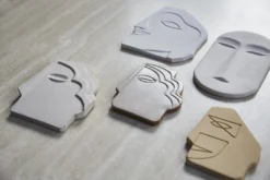 HKliving Small Shiny Taupe Face Wall Ornament 7 HKliving Small Shiny Taupe Face Wall Ornament