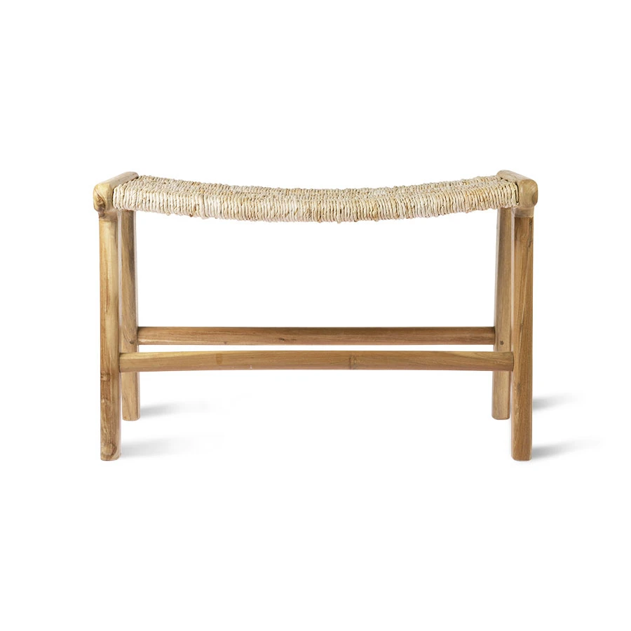 HKliving Stool 65x40x41,5cm in Natural Teak Wood and Rope Seat 3 HKliving Stool 65x40x41,5cm in Natural Teak Wood and Rope Seat