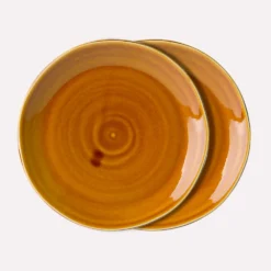 HKliving Kyoto Ceramics Japanese Dinner Plate Brown Set of 2