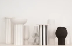 HKliving Ceramic Vase Black/White Striped