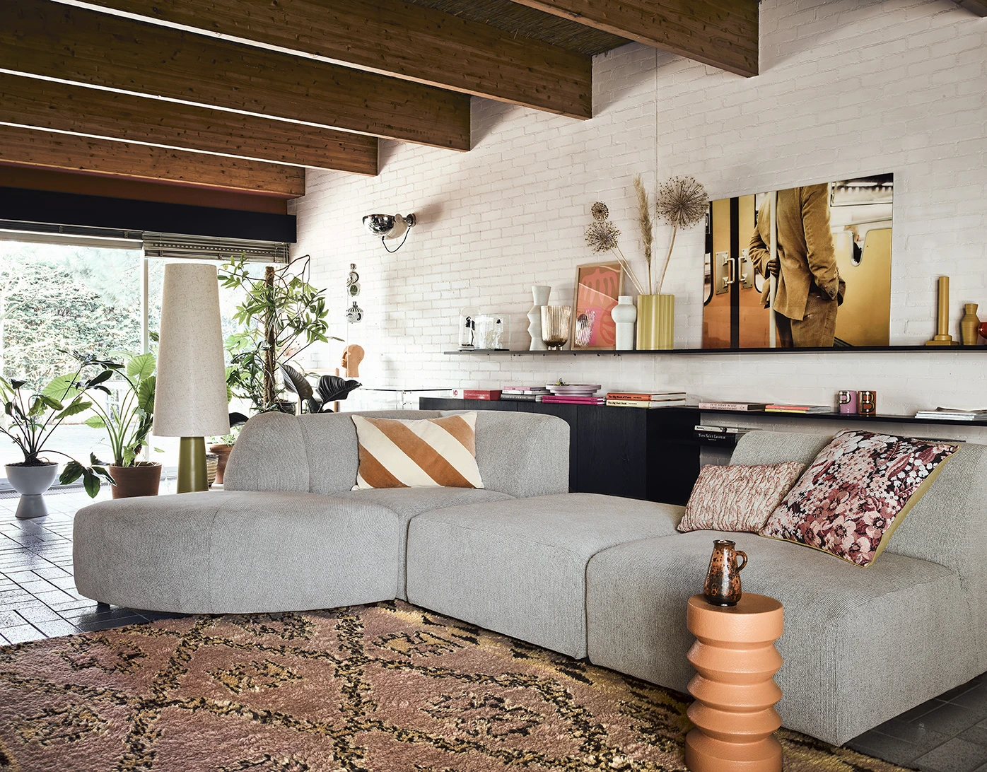 HKliving Peach Ribbed Glass Vase 5 HKliving Peach Ribbed Glass Vase