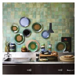 HKliving 70s ceramics: dinner plate, green (set of 2)