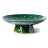 HKliving The Emeralds: Ceramic Bowl on Base L Dripping Green