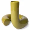 HKliving Objects: Ceramic Twisted Vase Glossy Olive
