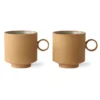 HKliving Bold & Basic Ceramics Coffee Mug Ochre Set of 2
