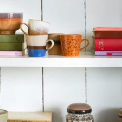 HKliving Ceramic 70s Americano Mugs Cupid Set of 4