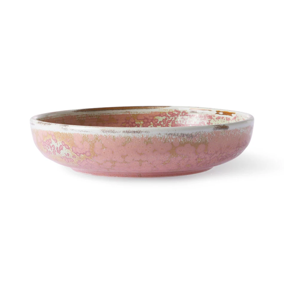 HKliving Home Chef Ceramics Rustic Pink Deep Plate Set of 2 4 HKliving Home Chef Ceramics Rustic Pink Deep Plate Set of 2