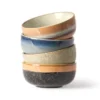 HKliving Set of 4 Medium Multicolour Ceramic 70s Bowls