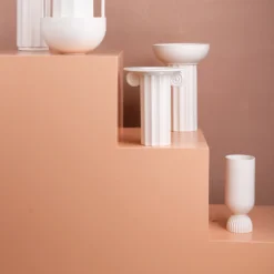 HKliving Ribbed Base Matt White Ceramic Vase 8 HKliving Ribbed Base Matt White Ceramic Vase