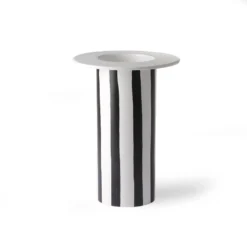 HKliving Ceramic Vase Black/White Striped