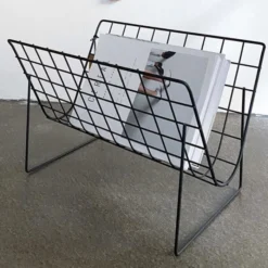 HKliving Metal Wire Magazine Rack Matt Black