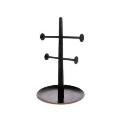 HKliving Black Wood and Metal Jewelry Rack