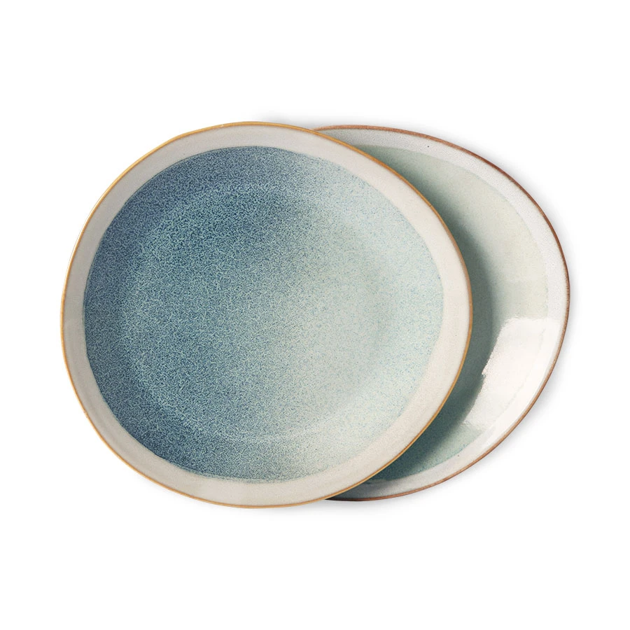 HKliving Mist Ceramics Side Plates - Set of 2 3 HKliving Mist Ceramics Side Plates - Set of 2