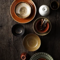 HKliving Kyoto Ceramics Japanese Dinner Plate Brown Set of 2