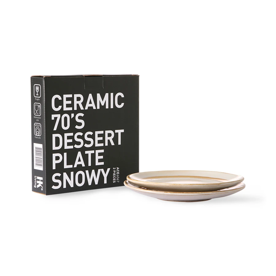 HKliving 70s Ceramics: Dessert Plates, Snow (Set of 2) 5 HKliving 70s Ceramics: Dessert Plates, Snow (Set of 2)