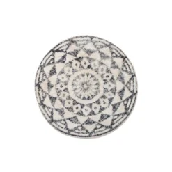 HKliving Round Grey and Cream Bath Mat 80cm